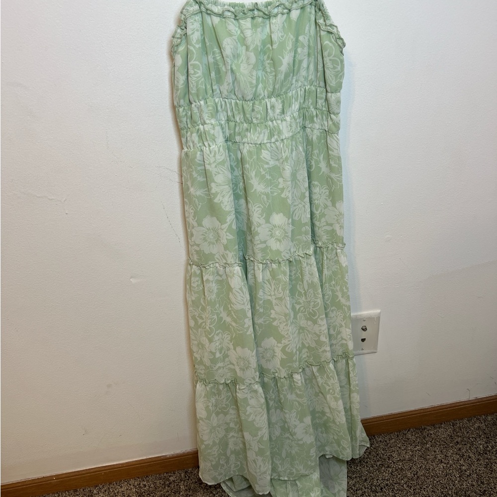 No Boundaries Light Green Floral Maxi Skirt